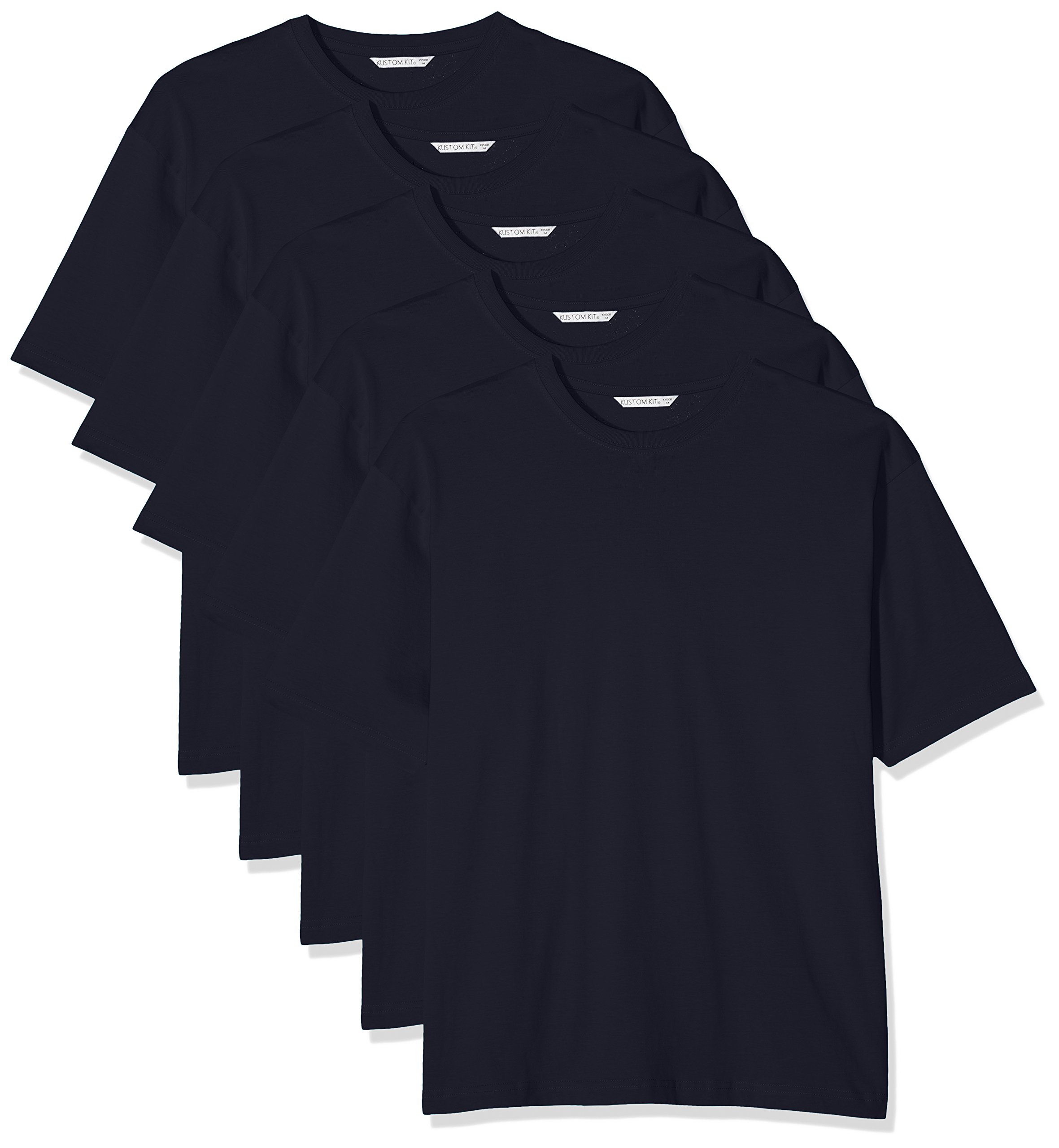 Kustom Kit Men's Hunky-T Regular Fit Plain Crew Neck Short Sleeve 5 T - Shirt, Blue (Navy Blue), XX-Large