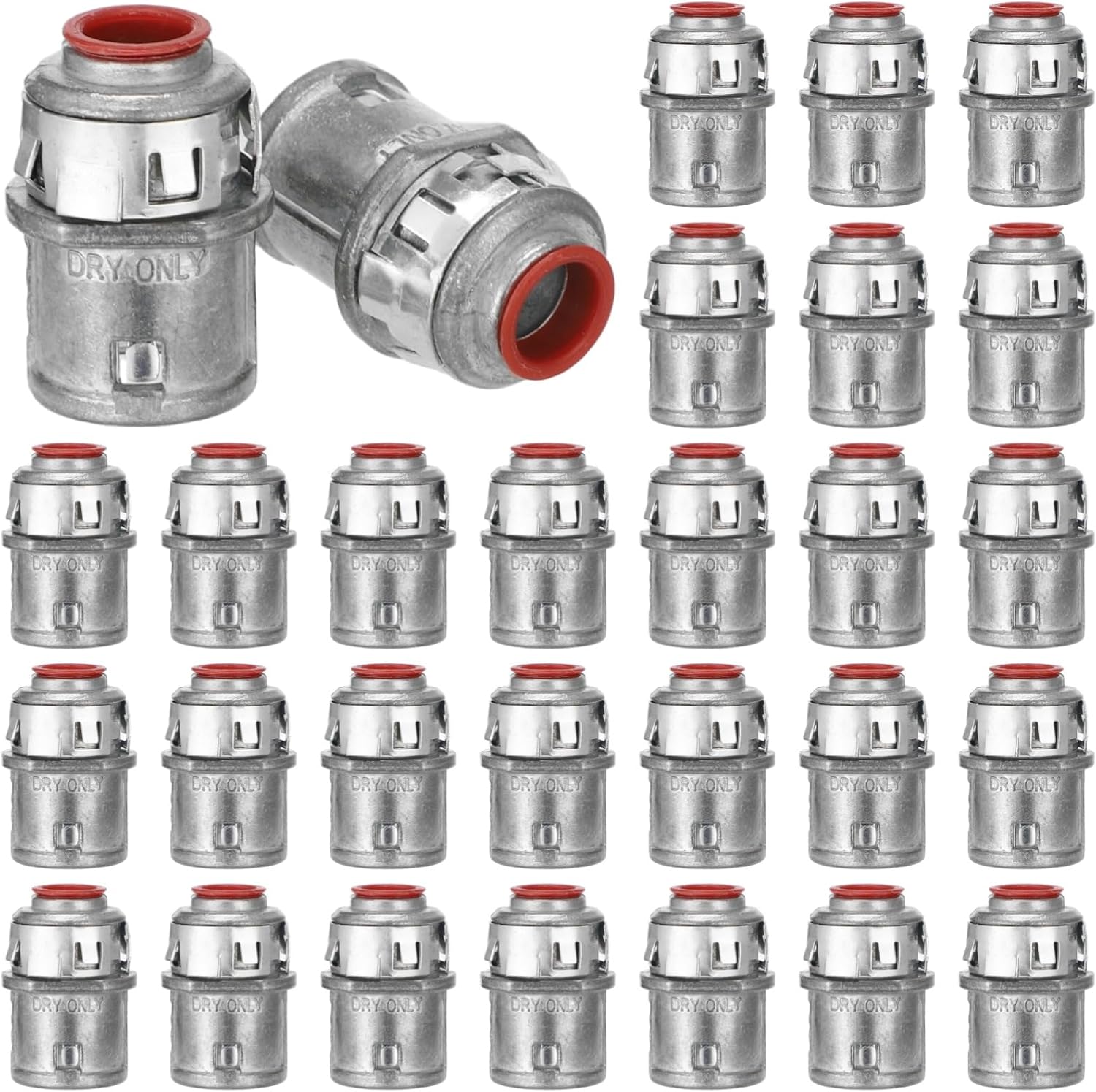 50 Pcs 3/8" Snap-in MC Connectors, Zinc Die Cast Electrical Conduit Connectors for 1/2 in Knockouts, Spring Steel Grip Fittings for Metal Cable and Flexible Conduit