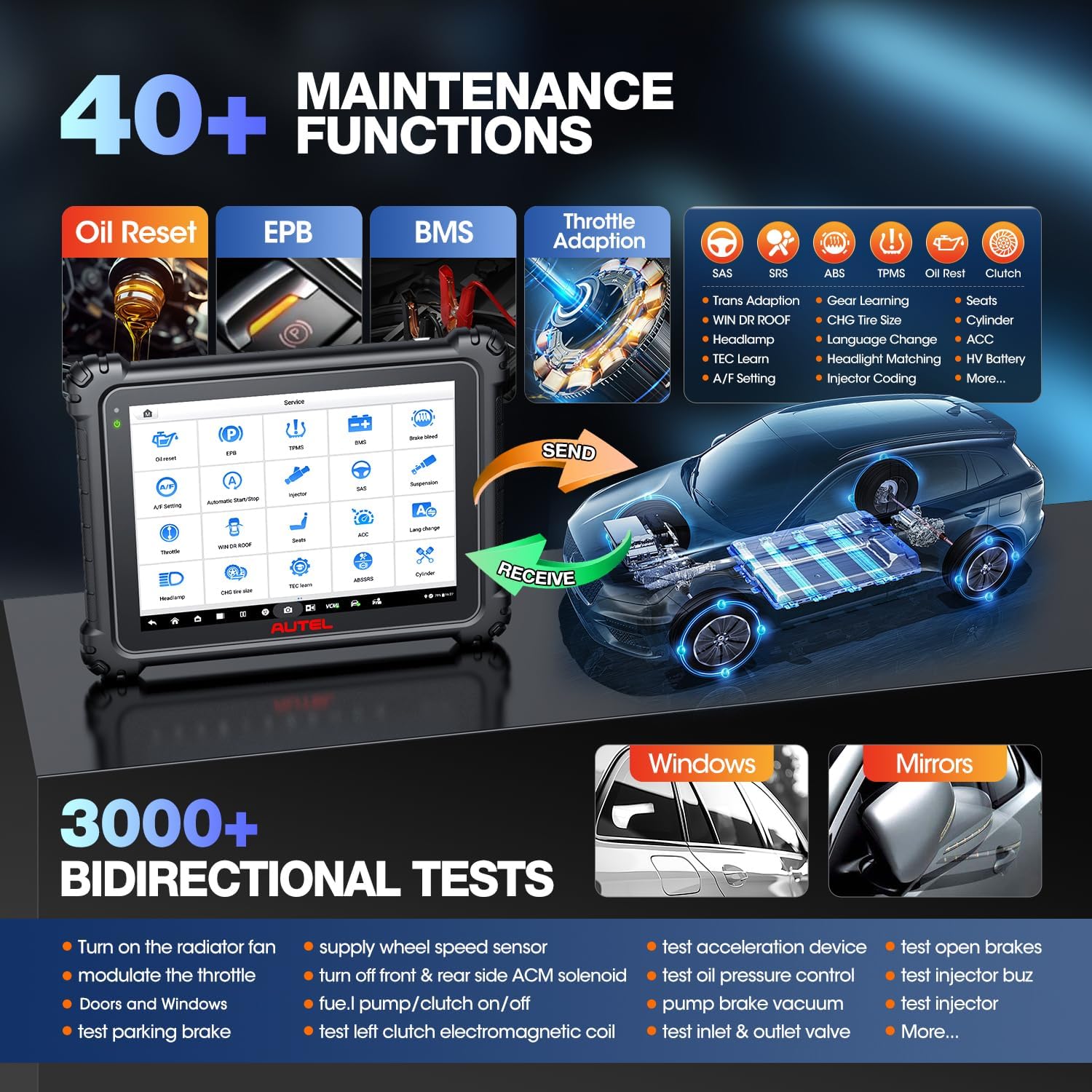 Autel MaxiSYS Ultra EV Scanner: 2026 Top EV Ver. of Ultra S2 MSUltra MS909 S2 Intelligen Scan Diagnostic, High-Voltage System Battery Pack Analyze, EVDiag KIT, 40 Service, Motor TruSpeed, Topology 2.0