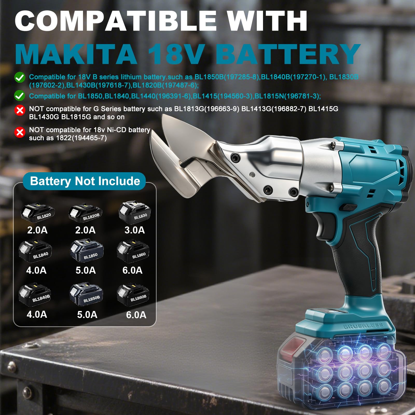 Akku Blechschere kompatibel mit Makita 18V Akku (ohne Batterie)