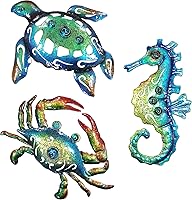 Vista 11 de Weibefee Decoración de pared de metal para pared, pulpo, cangrejo, mantarraya, océano náutico costero, decoración para el día de la madre, 9