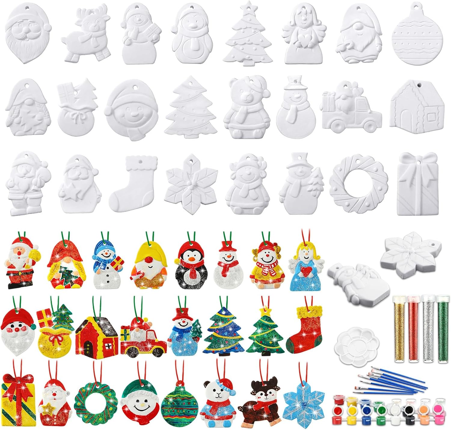 Syhood 24 Pcs Paint-Your-Own Christmas Ceramics Kit