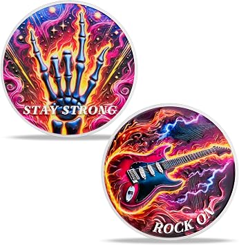 BHealthLife Rock Guitar Motivational Challenge Coin - Inspirational Token to Pursuit of Self - Stay Strong Encouragement Gifts for Women Friends Guitar Lover Music Students Funny Game Token