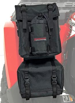 Bushwhacker ATV Fender Bag Black Cargo Storage Pack for Front and Rear Fender Beside Tank Rack Durable Waterproof Resistant UTV Accessories for Roll Cage and Bar Gear Organizer