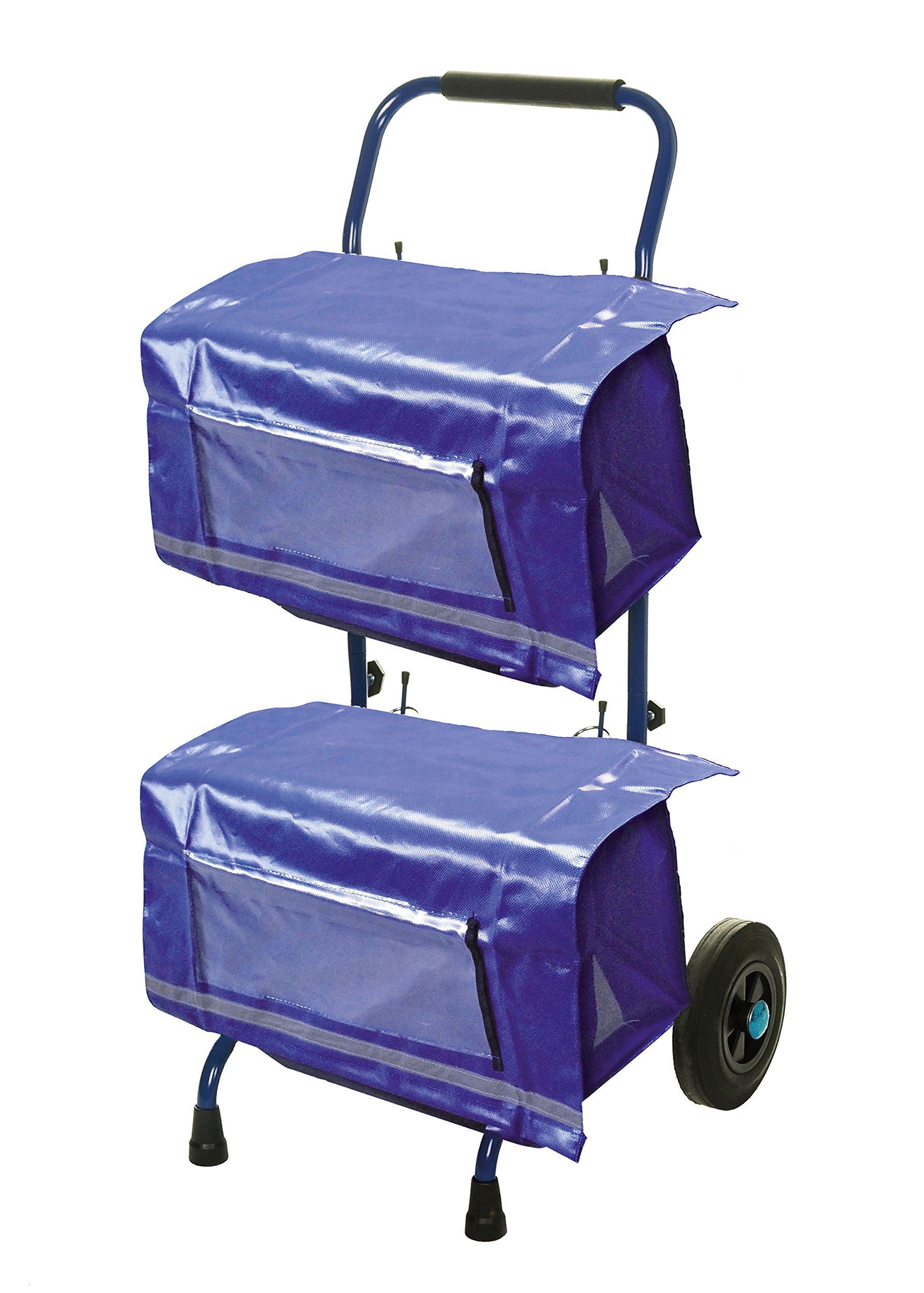 Zeitungstaschen • 2 Blaue Zustellertaschen für Zeitungswagen, Zeitungsroller & Fahrrad • rundum Reflektoren • Wasserabweisende LKW-Plane • Innenmaße ca. 40x30x30 cm • Zustellerbedarf
