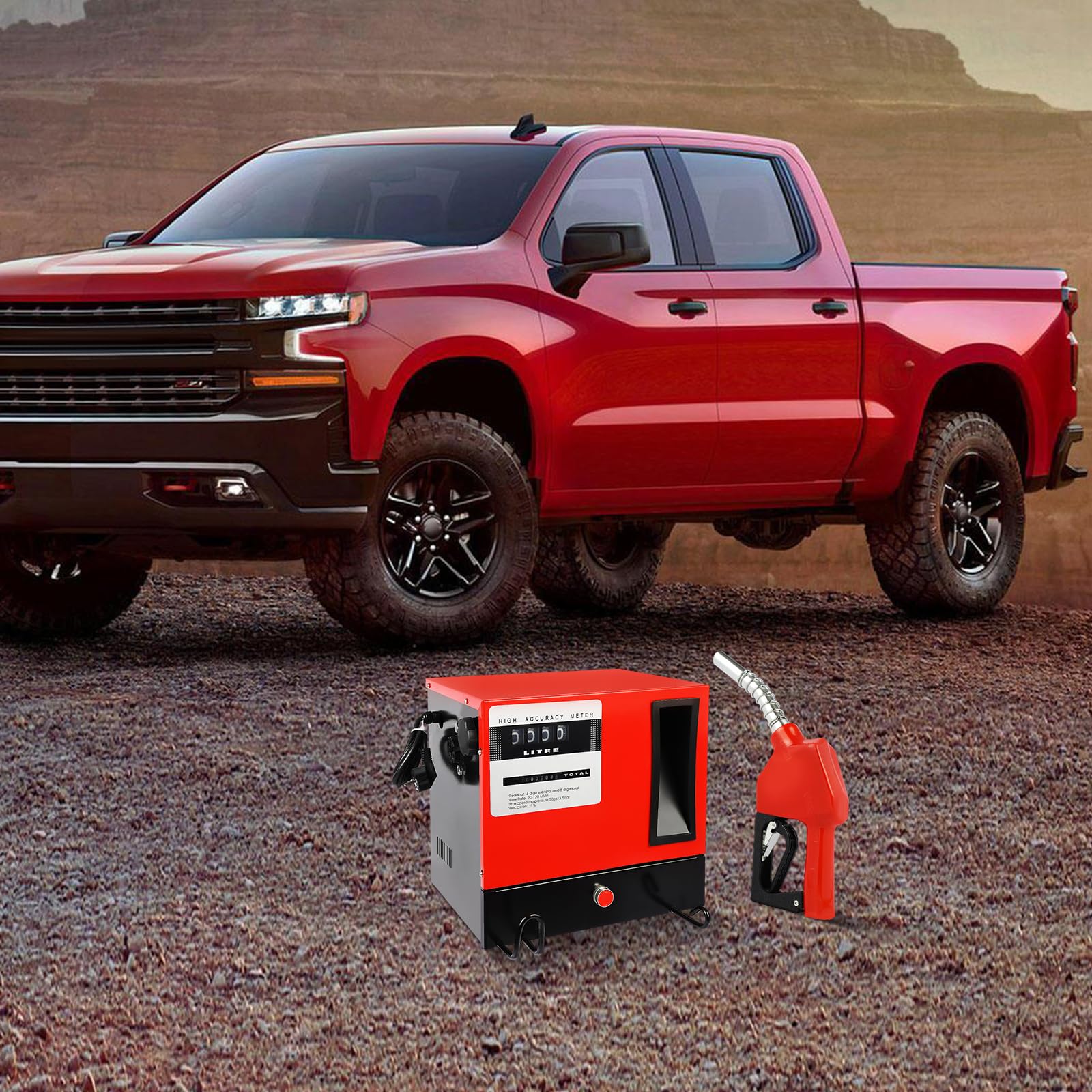 Pompe diesel 550 W, pompe de réservoir auto-amorçante avec tuyau et buse