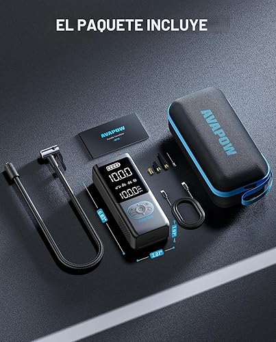 Miniatura 8 de AVAPOW Compresor de aire portátil para inflador de neumáticos, bomba de aire inalámbrica de 150 PSI para neumáticos de automóvil con medidor de