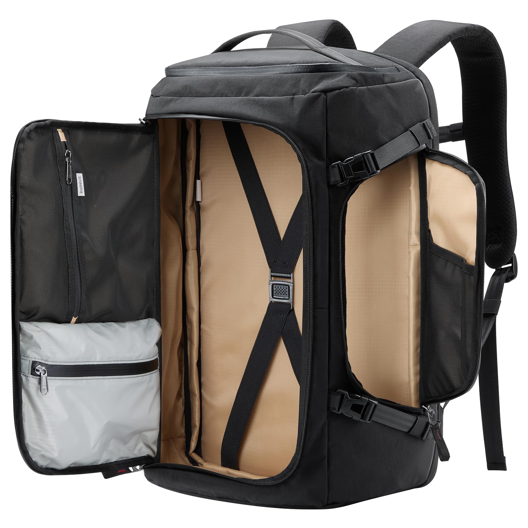 Inateck Leichter Reiserucksack Handgepäck Flugzeug Erweiterbar 36-43L | TSA Freundlich Große Kapazität Travel Laptop Backpack Herren Damen für 16 Zoll Laptop, für Business, Reise Weekender Trip