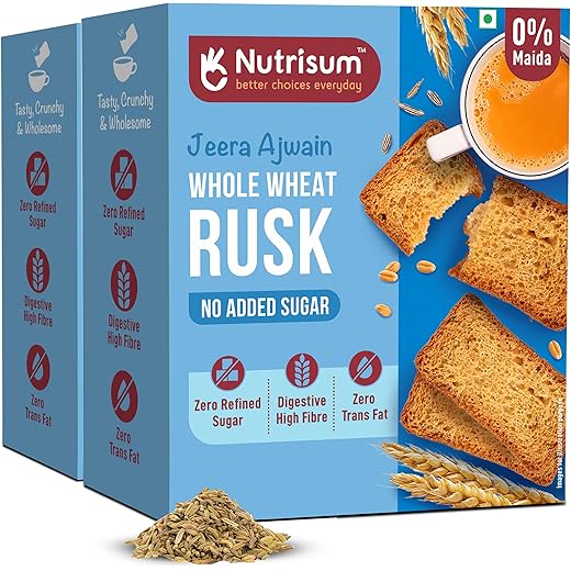 Nutrisum Whole Wheat Rusk Jeera & Ajwain 180g