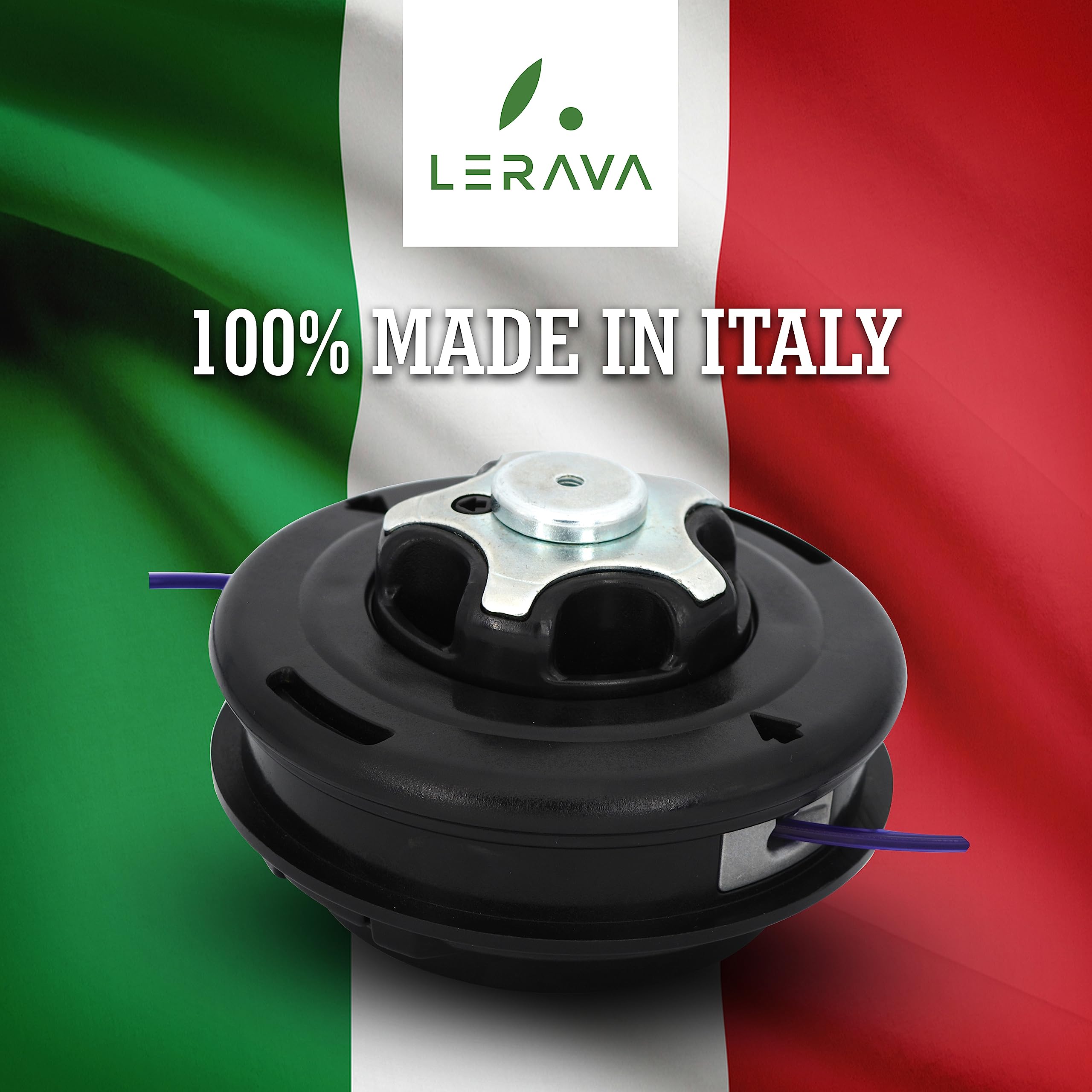 LERAVA® Cabezal desbrozadora Universal - M10x1,25 - Tap & Go - Cabezal desbrozador con pomo de Acero Robusto - Innovador Carrete ergonómico - Compatible con Diferentes Marcas - 100% Made in Italy