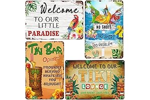 Tiki Bar Decorations Outdoor: 4-Piece Tiki Bar Sign Bundle for a Tropical Paradise