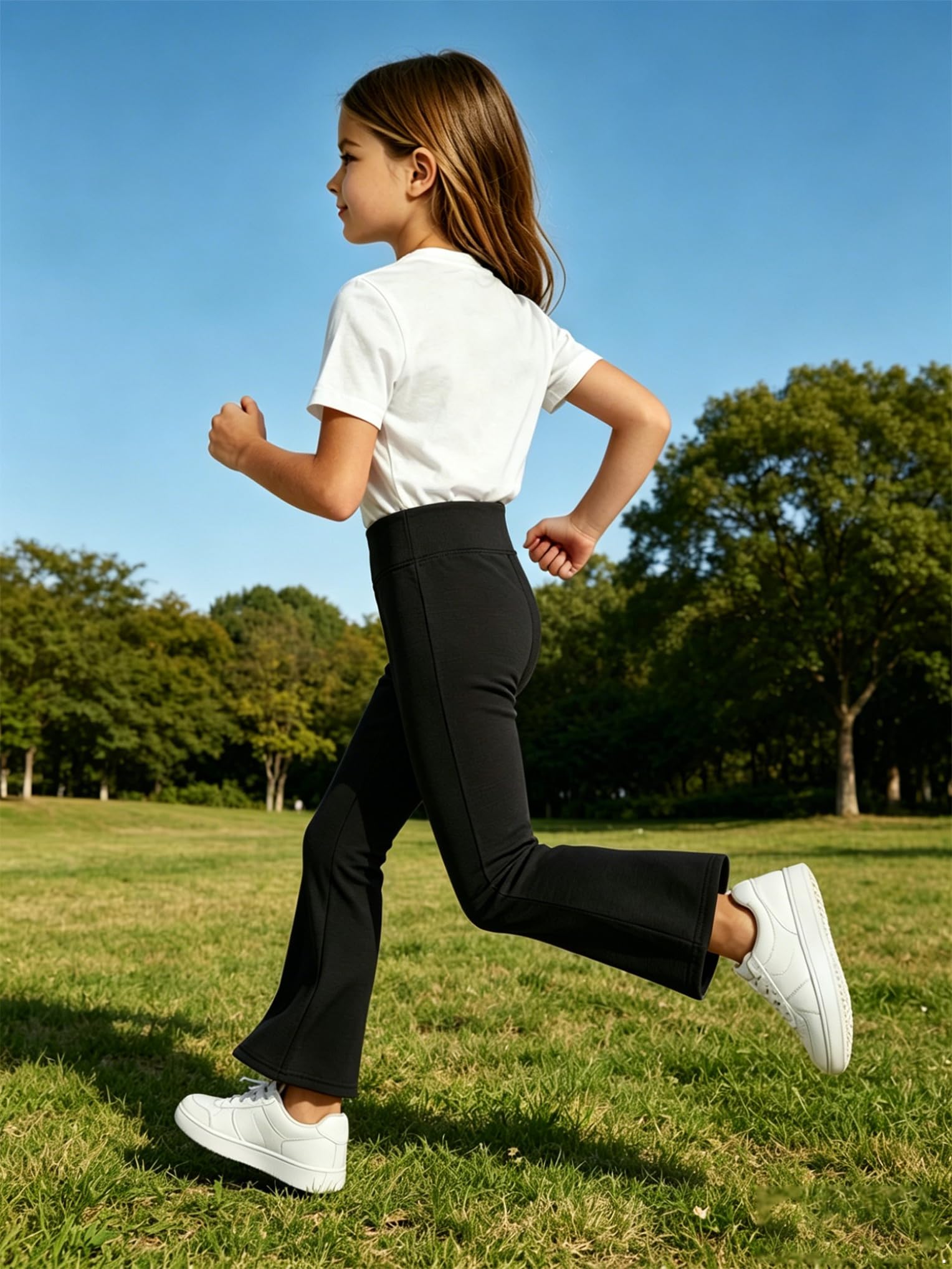 Pantaloni Svasati per Bambina con Elastico in Vita Pantaloni a Campana Leggins Sportivi Push Up Fared Leggings Palestra Fitness Yoga Danza