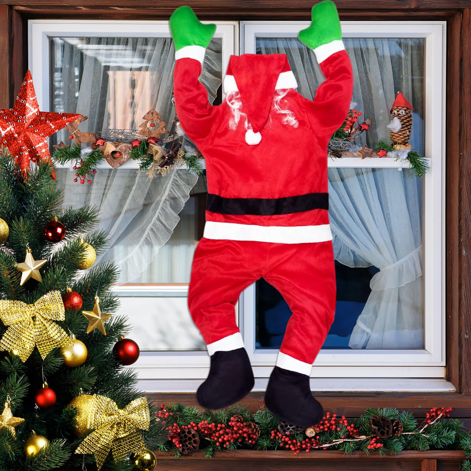 Klimende hangende kerstman outdoor kerstman decoratie kerstdecoratie hangend ornament voor feest binnenplaats tuin trappenhuis muren auto ramen