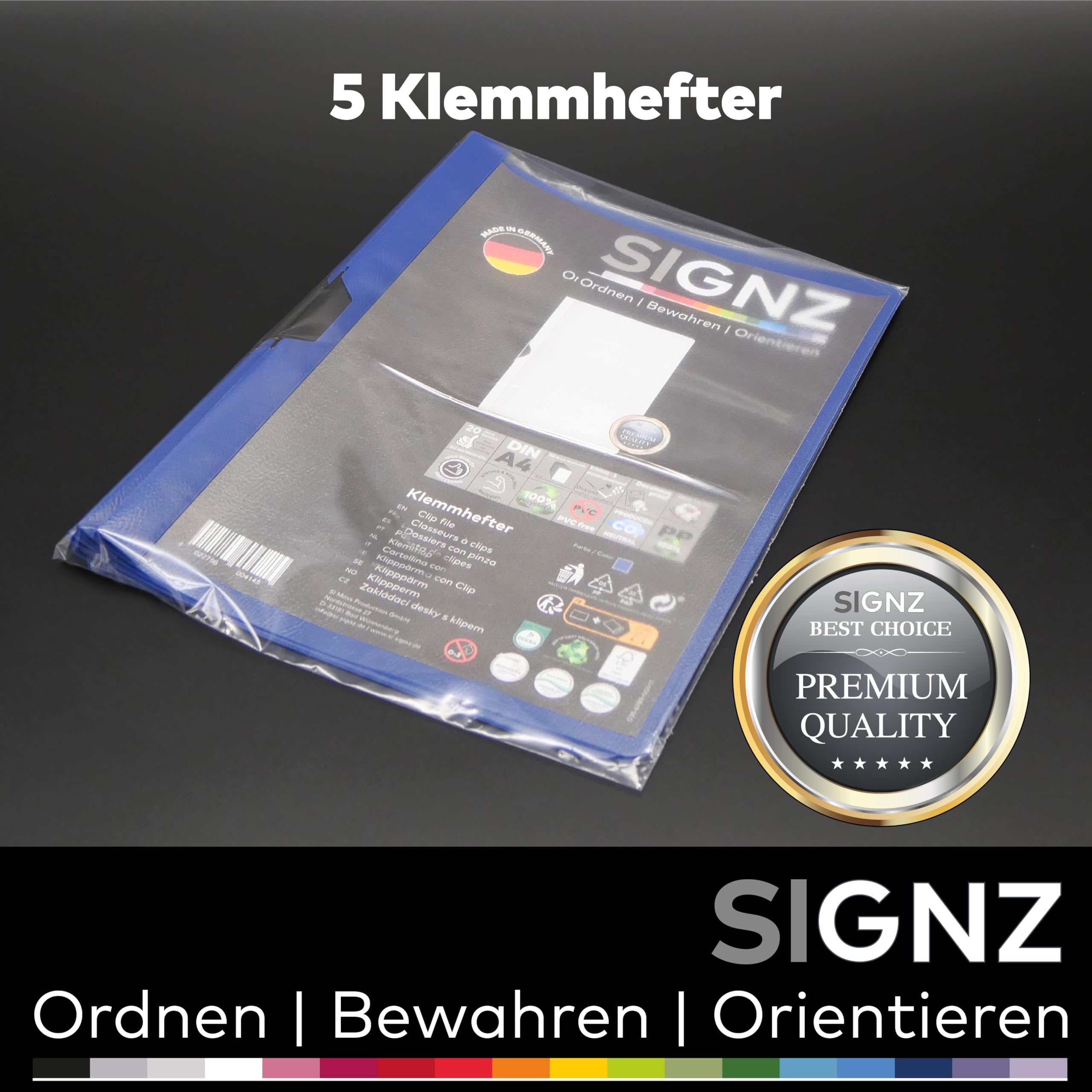 SIGNZ Klemmhefter DIN A4, 5 Stück, Farbe dunkelblau | made in Germany - Image 2