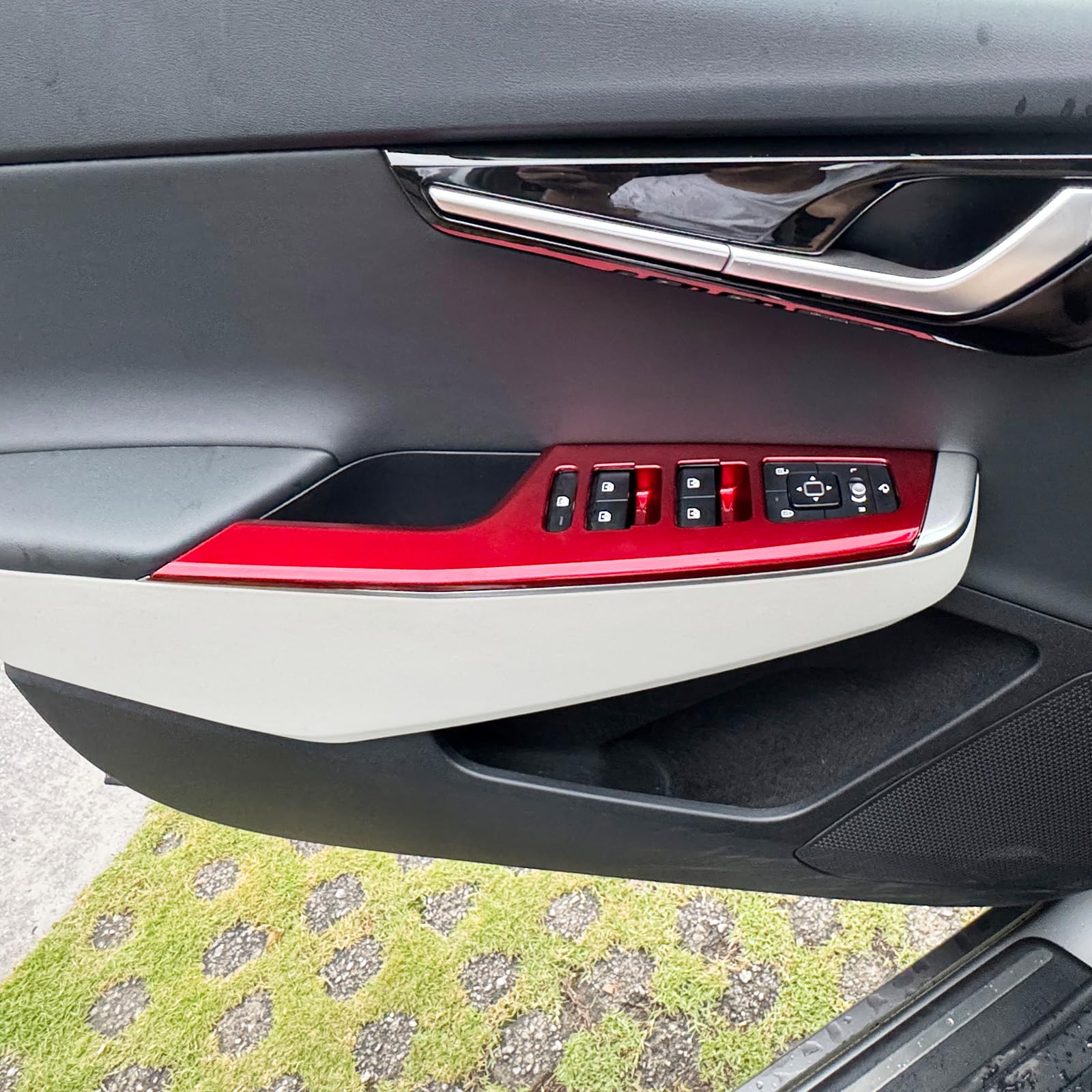YOUTOOCAR Window Switch Panel Trim Covers Compatible with Kia EV6 2022-2025 Accessories (Red)