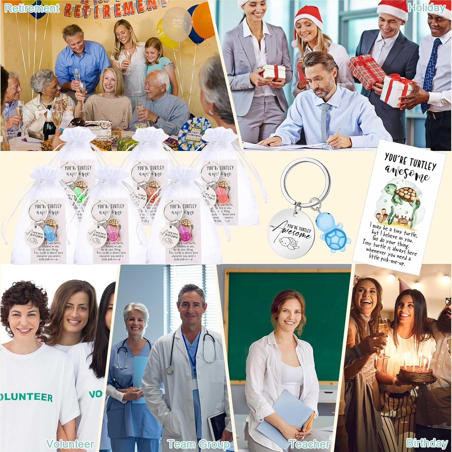 Positive Turtle Keychain Emotional Support Employee Appreciation Gift for Coworker Volunteer Team Staff - Image 6