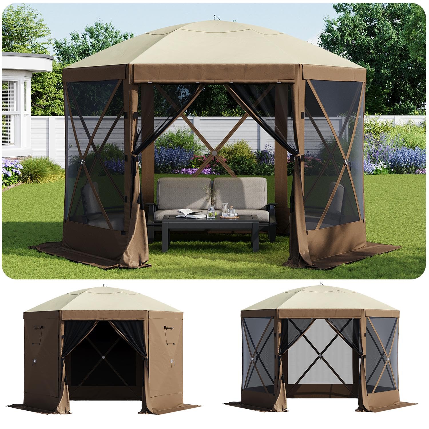Aoxun 10x10ft Pop Up Gazebo Screen Tent