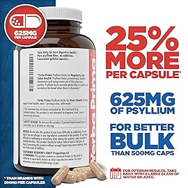 Yerba Prima Psyllium Husks Caps, 625 mg, 400 Capsules (Pack of 2) - Natural Fiber for Men and Women - Regularity Support Supplement