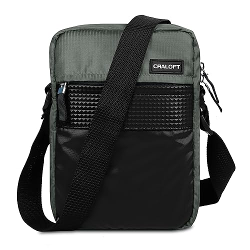 Craloft Polyester Side Bag For Men /?Sling Bag/Crossbody Tablet Messenger Bag For Office Business Travel (Grey_S2,? Extra Spacious)