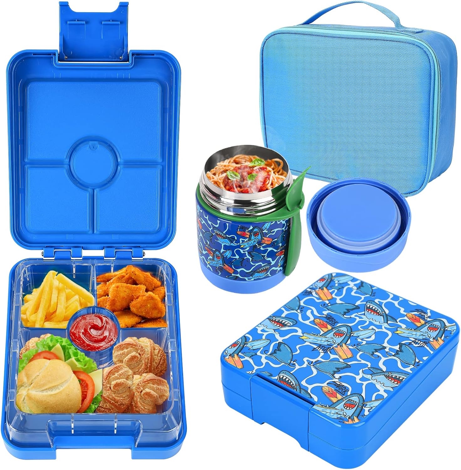 Bento Lunch Box Set for Kids with 10oz Soup Thermos, Leak