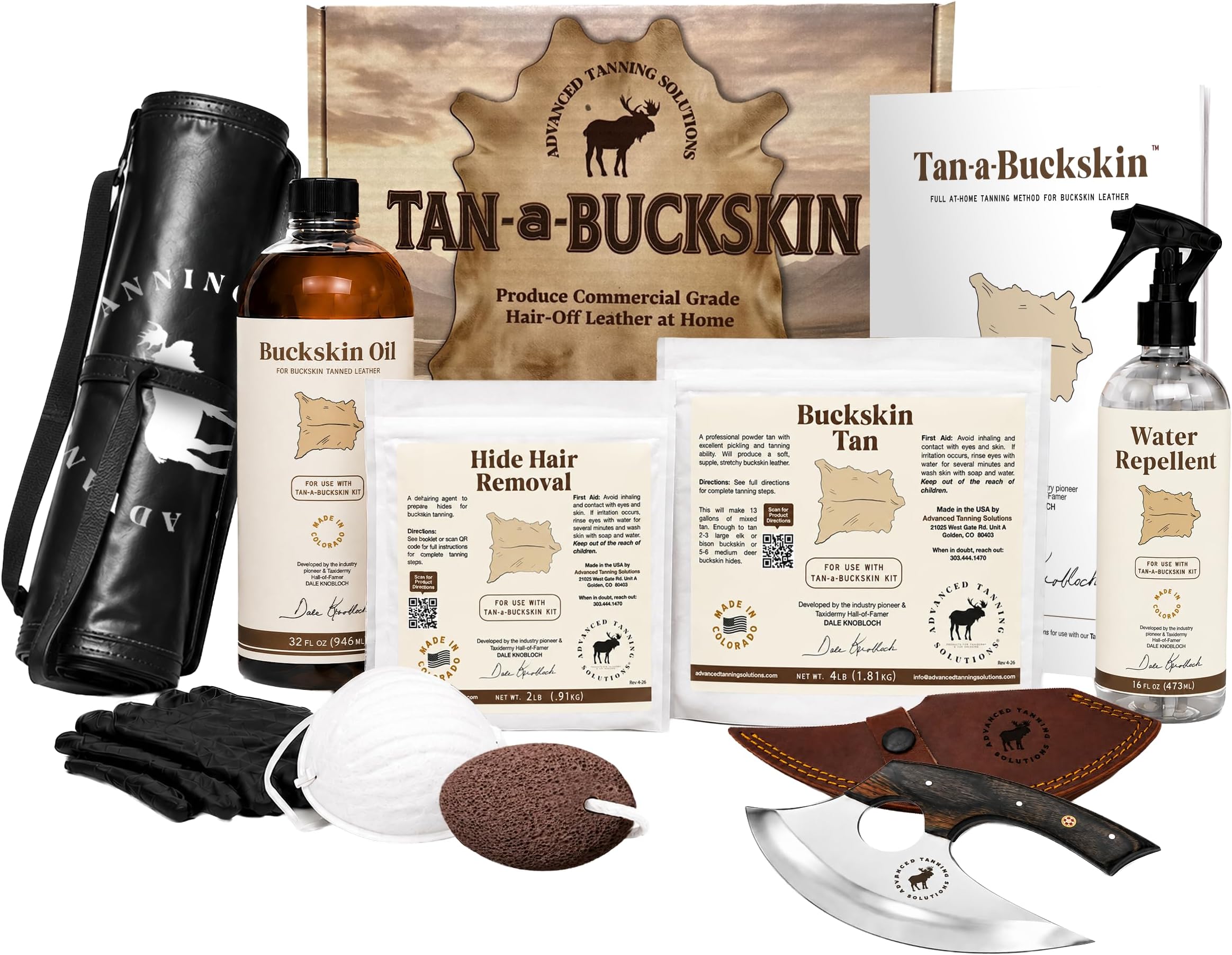 Tan-a-Buckskin Tanning Kit by Advanced Tanning Solutions - Complete Set for Deer, Elk, Moose Hides, Soft & Durable Finish