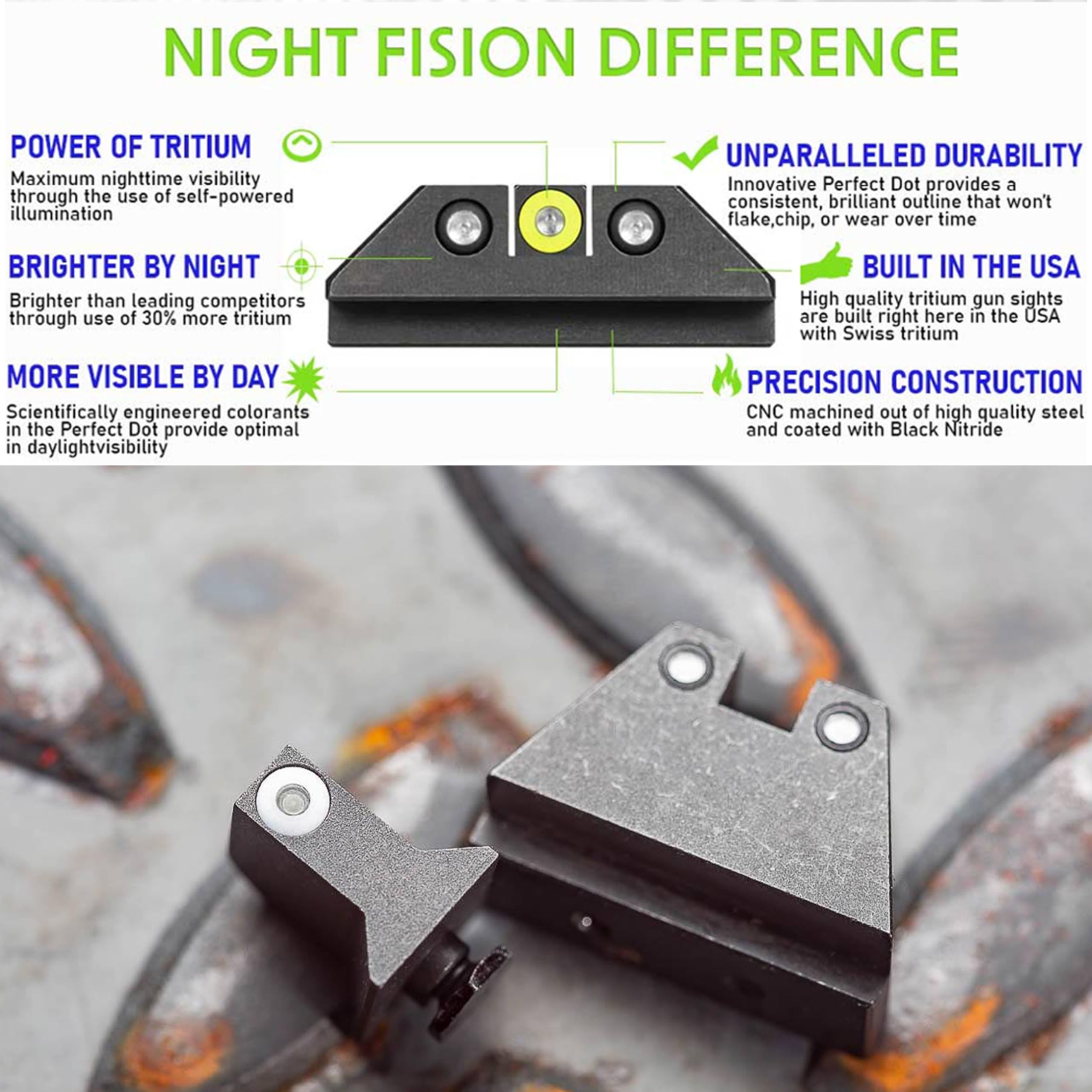 Neos Sight　LGS Night Fision GLK-004-013-WGZX Suppressor Height Night Sight Set