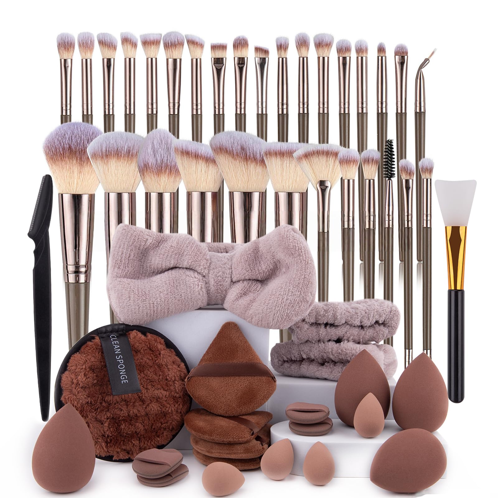 Brocha de Maquillaje Profesional Avanzada, 52 Piezas Juego de Brochas de Maquillaje Profesional Avanzado para Rostro y Ojos Blush Foundation Concealer Powder#1