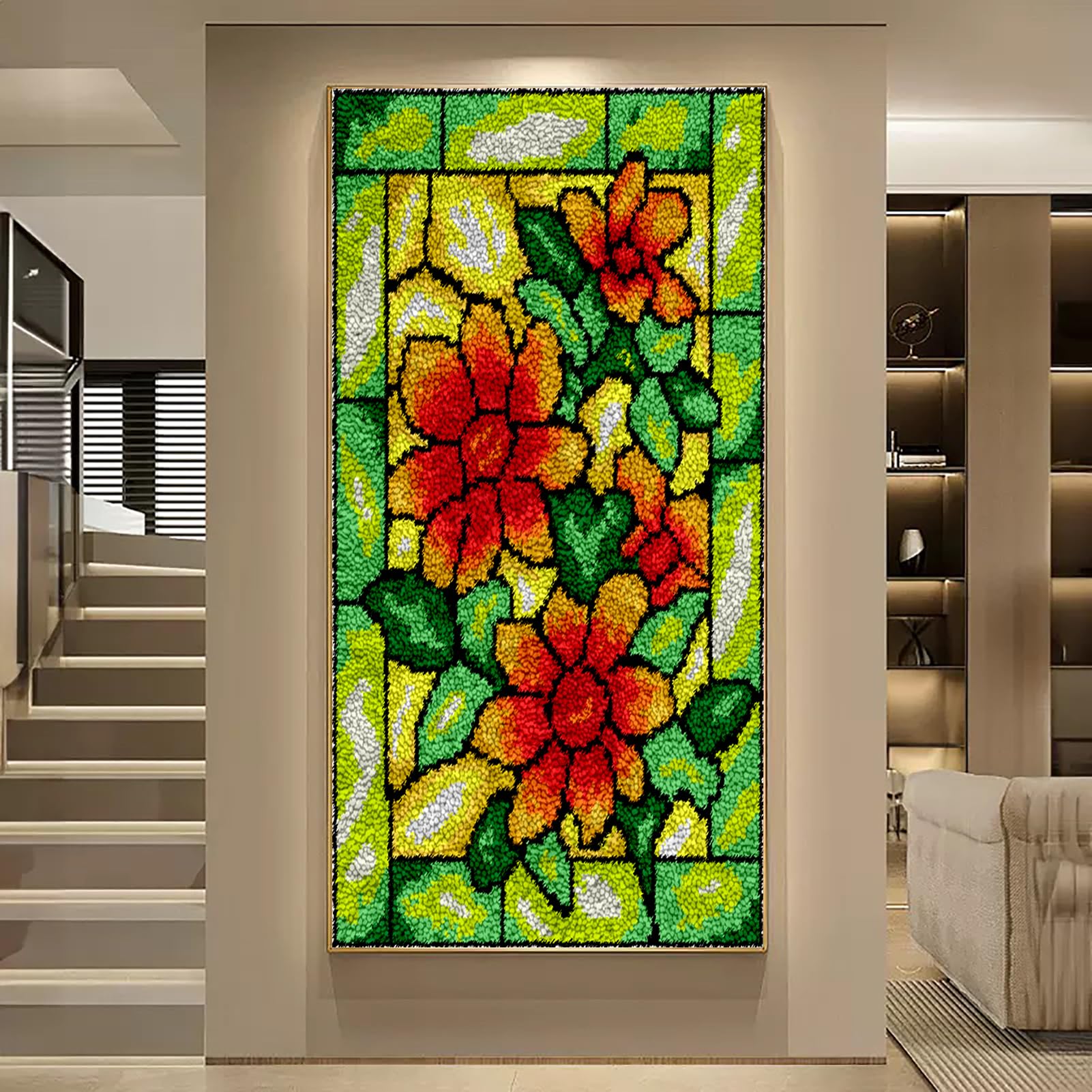 Kit De Crochet Pour Tapis, Kit De Crochet à Loquet Avec Motif Pré-imprimé Pour Adultes Et Enfants 52 X 38 Cm