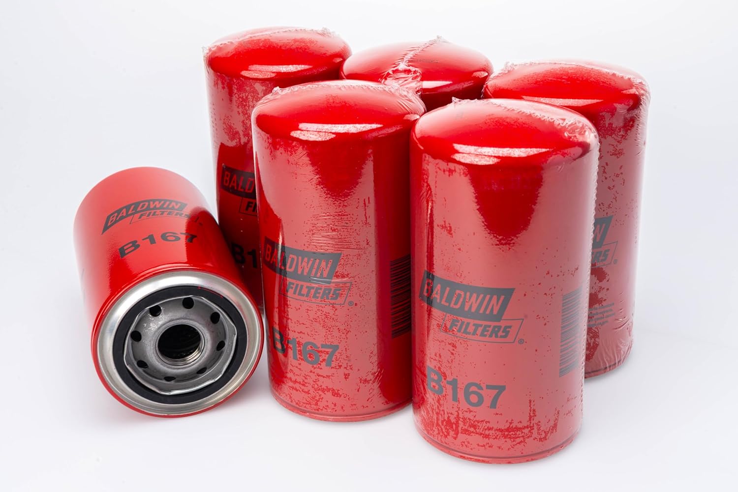 Baldwin B167 Spin-on Full-Flow Lube Oil Filter, Heavy Duty 23 Micron, Replaces 51797, 427207-C3, 528250-R91, 3059246-R91 and 3059247-R91 (Pack of 6)