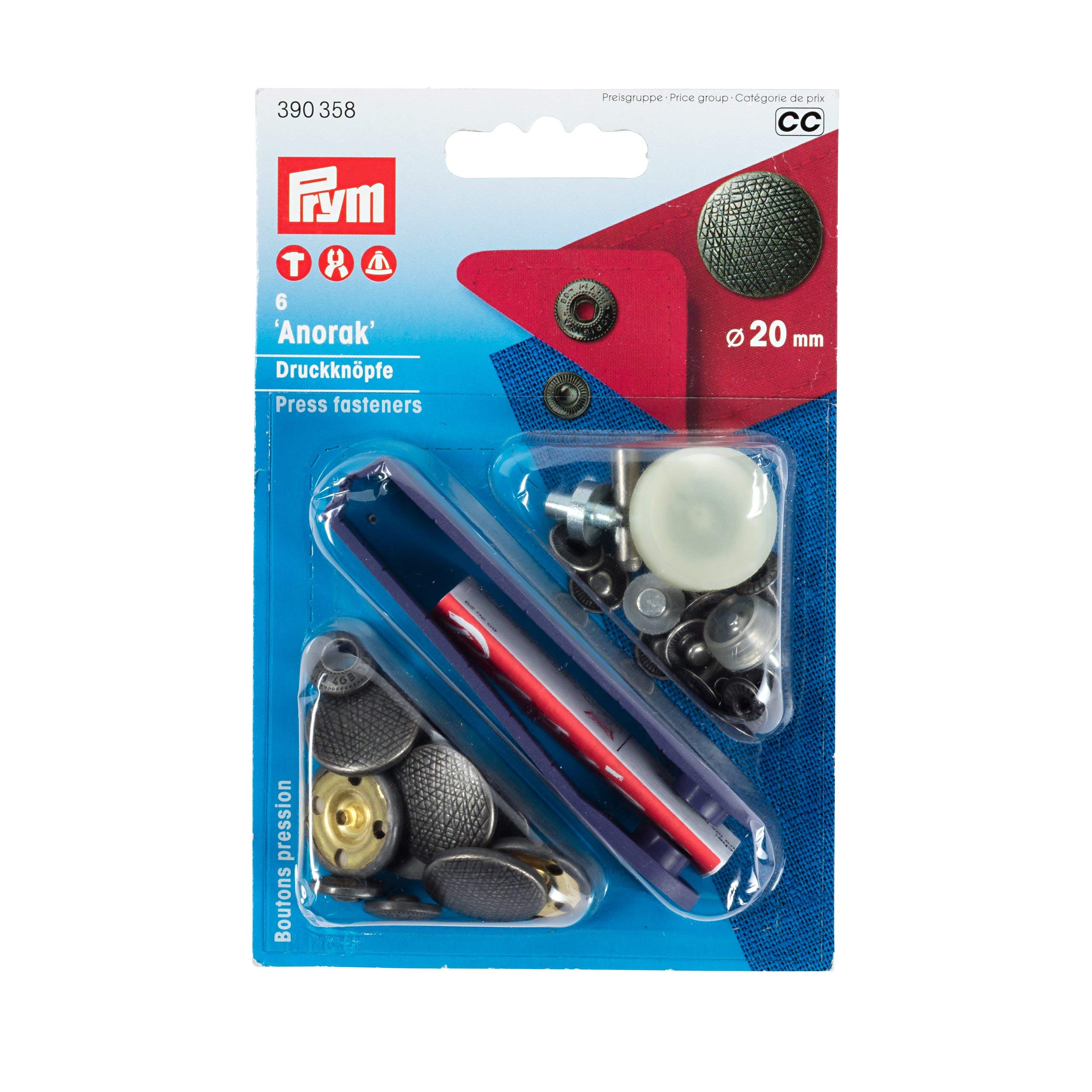 Prym Silver Non-Sew Fasteners Anorak Brass Spirit Antique 20 Mm