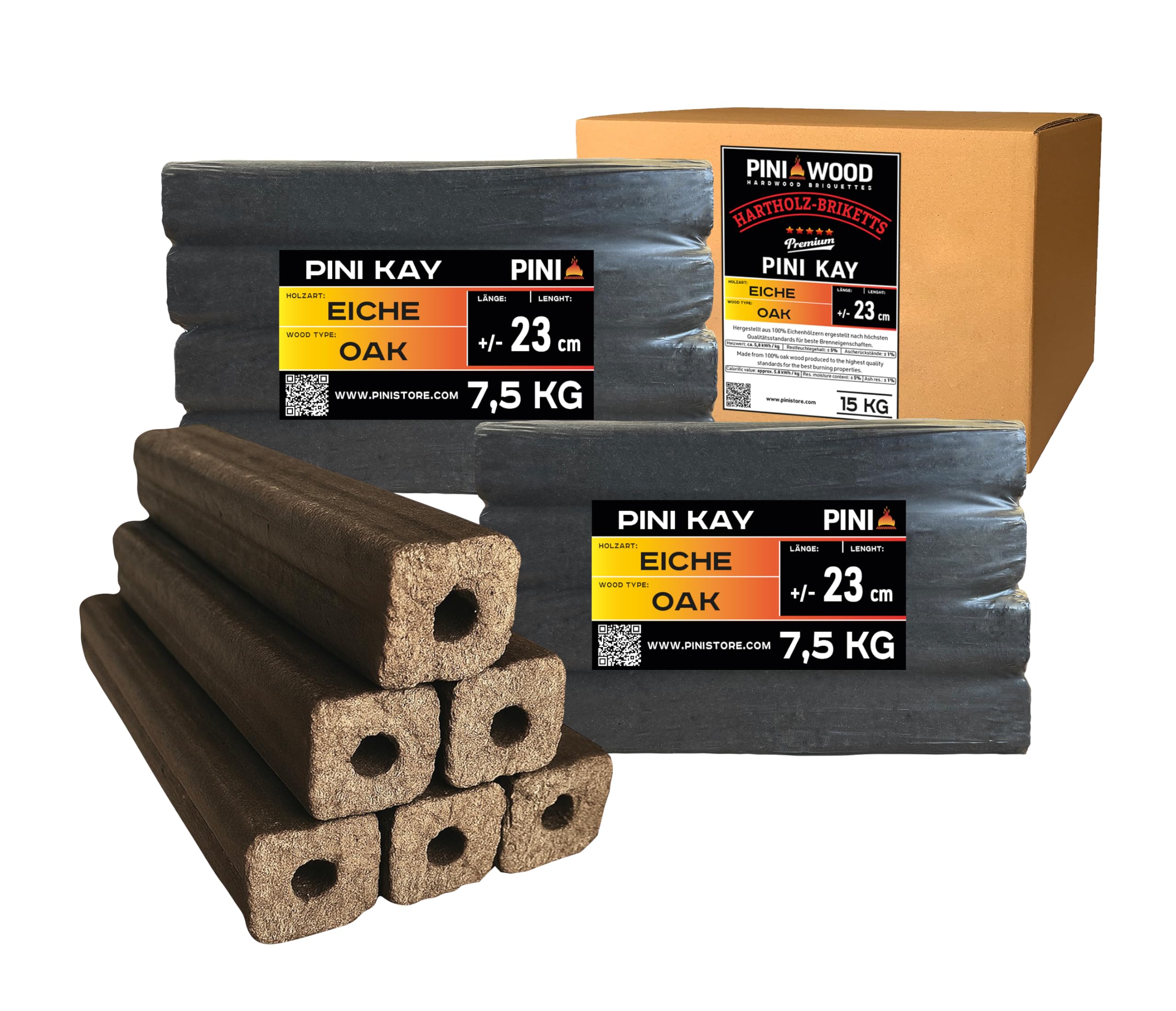 Pini Kay briketten kopen? Lang brandend & schoon vuur