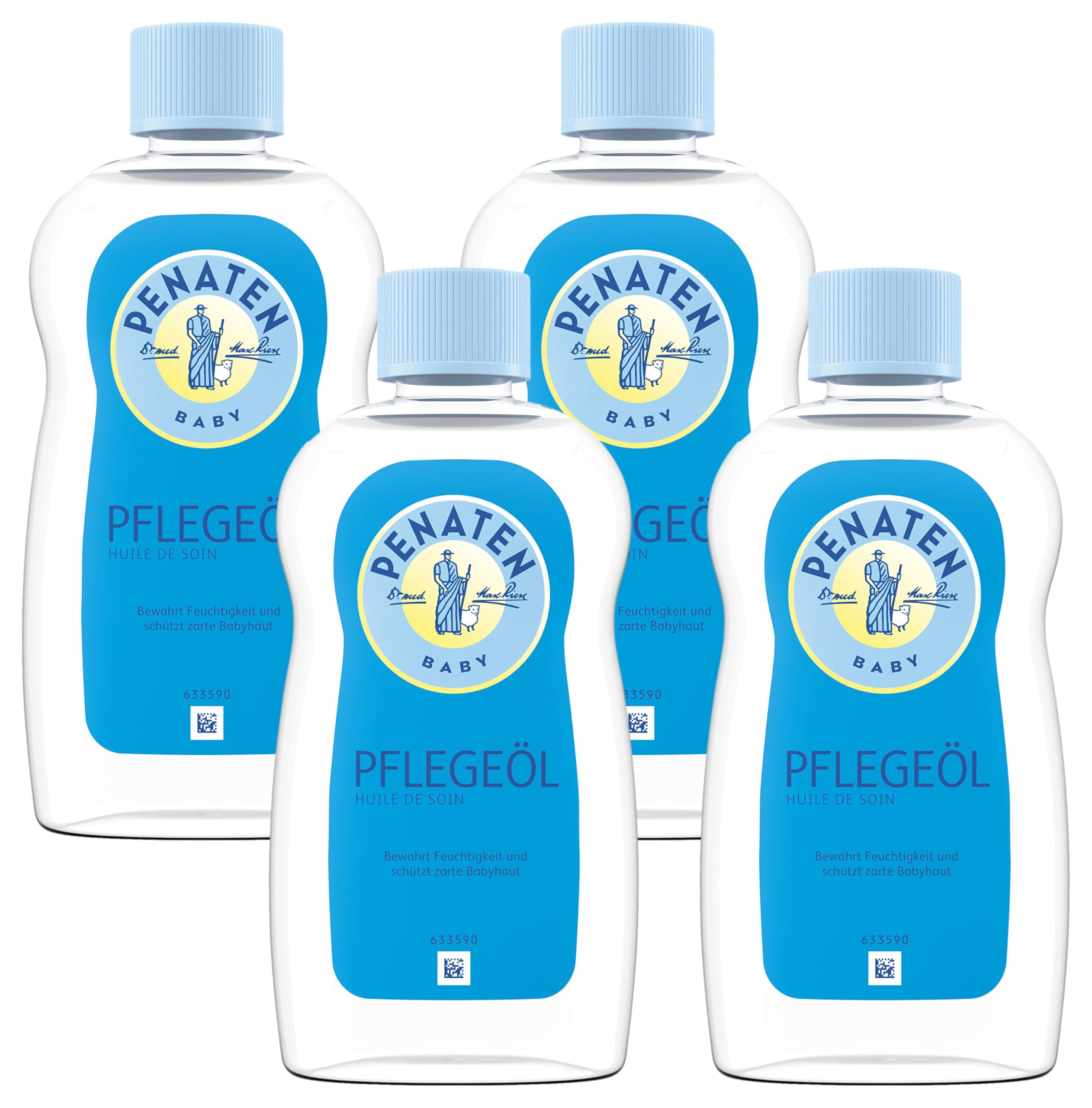 Penaten Pflegeöl – Ideal für die Babymassage – 1 x 500ml (Packung mit 4)