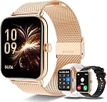 Smart Watch for Women(Answer/Make Calls) 1.85" HD Fitness Step Tracker Smartwatch with Heart Rate, Sleep & Stress, 120+ Sports Modes IP68 Waterproof for iPhone/Android, Rose Gold/2 Bands