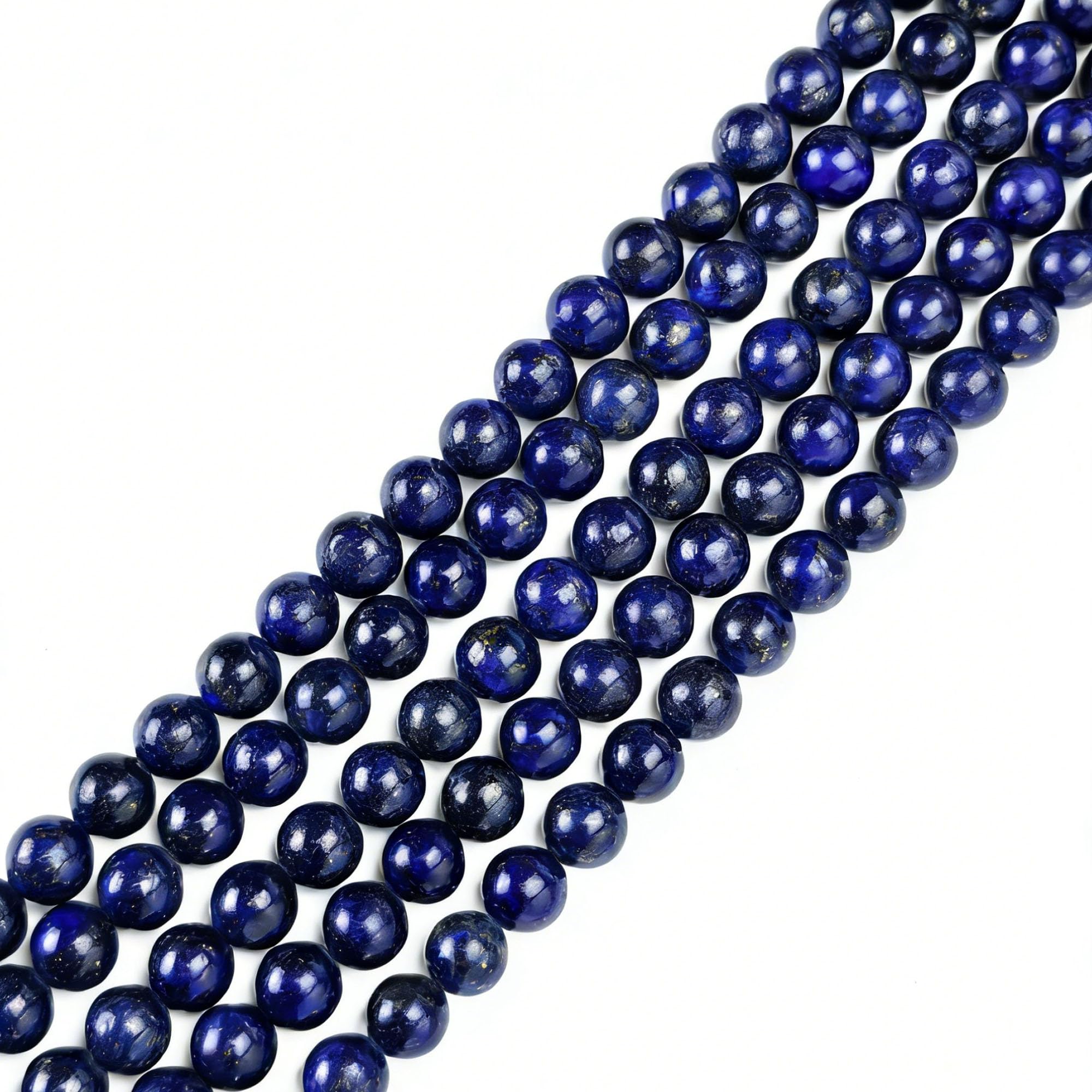 8mm Round Lapis Lazuli Natural Stone Beads for Jewellery Making, Gemstone Beads for Crafting (45-50Pcs)