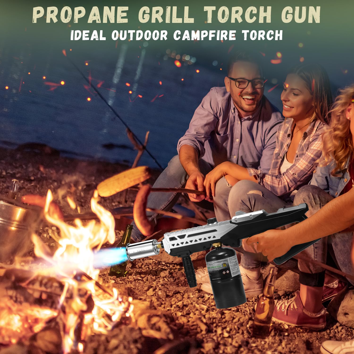 Potente pistola de propano, antorcha de cocina con llama ajustable, lanzallamas de 800,000 BTU para barbacoa, fogata, filete abrasador, camping (tanque de propano no incluido)
