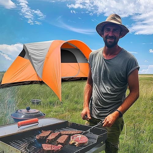 Miniatura 6 de Tienda de campaña grande, tienda familiar, 8-10 personas, 216.5 x 118.1 pulgadas, impermeable, techo de malla, 2 dormitorios y 1 sala de estar,