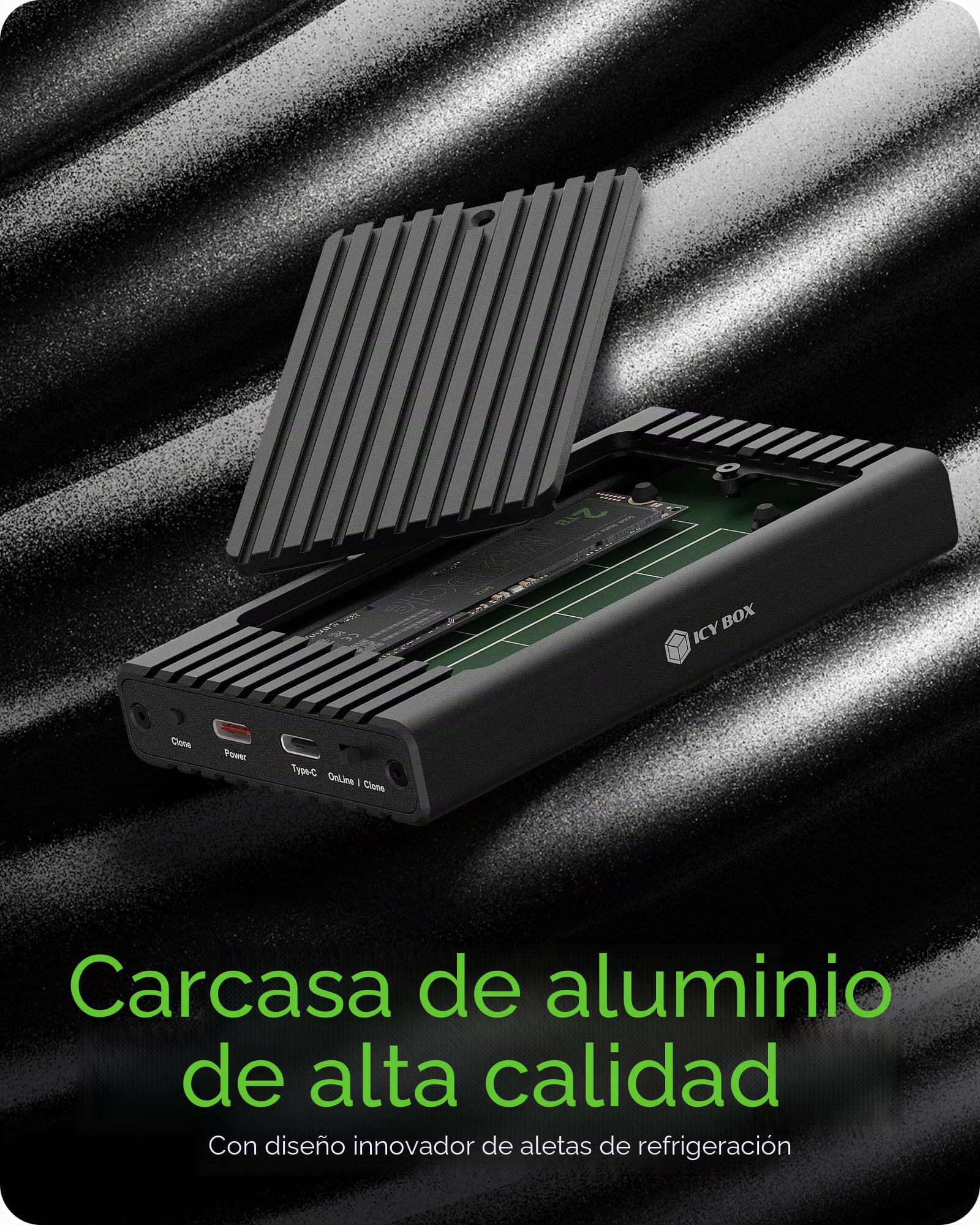 ICY BOX M.2 NVMe SSD Docking Station USB 3.2 Gen 2 (10 Gbit/s), estación de clonación y Lector NVMe, Carcasa Externa, Adaptador, USB-C y USB-A, IB-2817MCL-C31