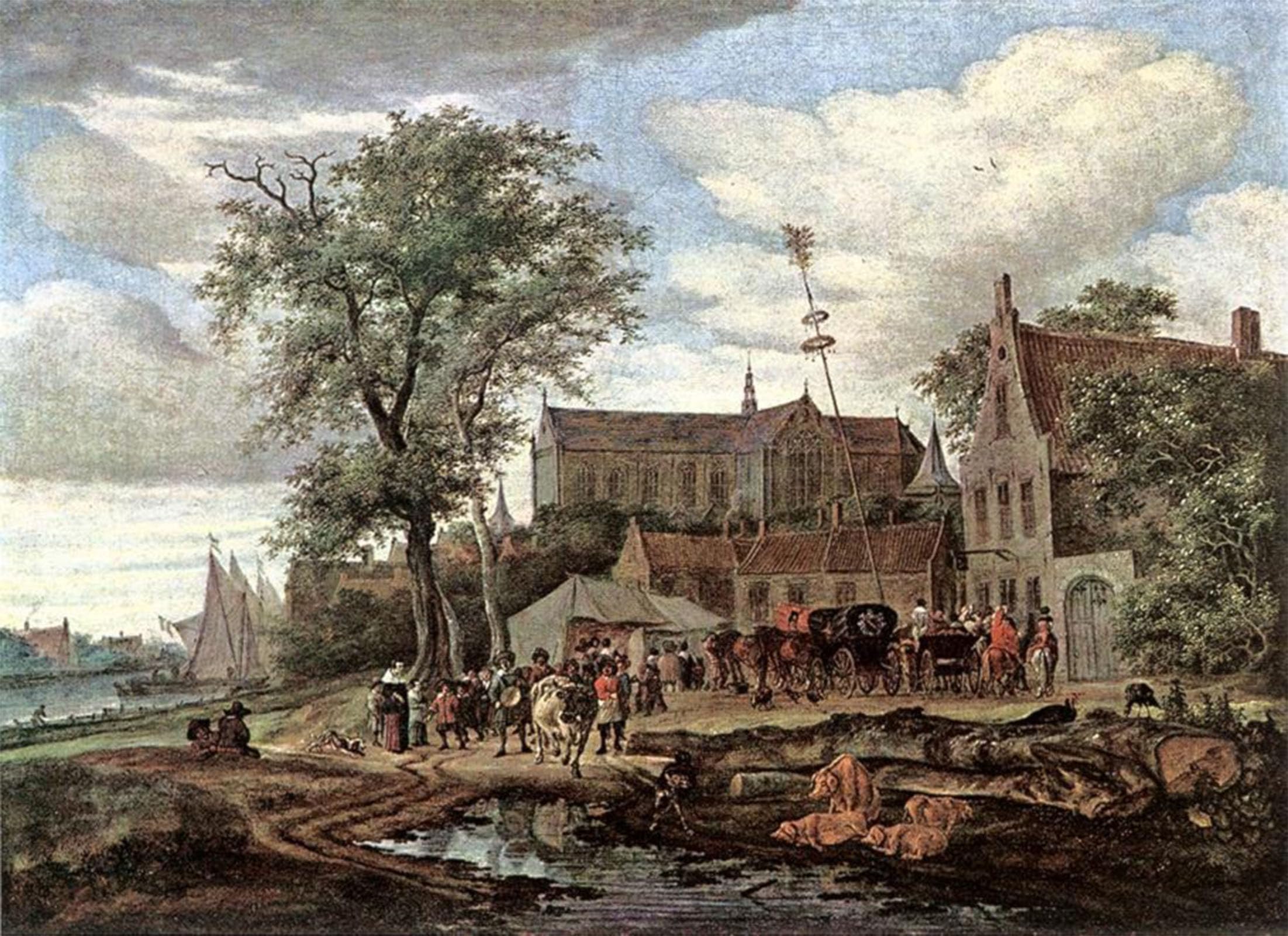 POSTERIIk Famous Animal Posters Vintage Picture Tavern with May Tree by Van Ruysdael Modern Wall Decor for Home Decor 60x90cm