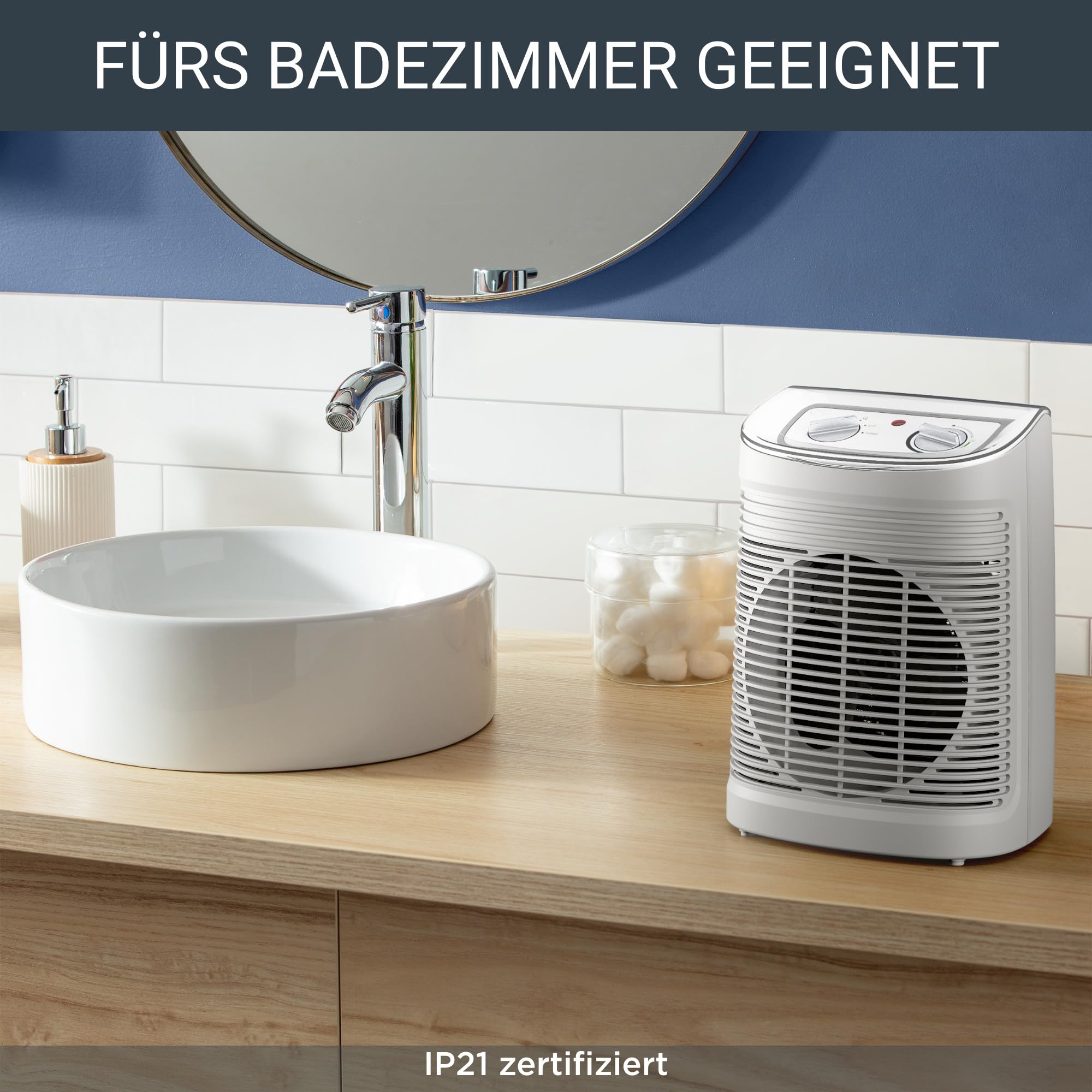Rowenta SO6510F2 Instant Comfort Aqua Heizlüfter 1200-2400W Elektroheizung Hellgrau