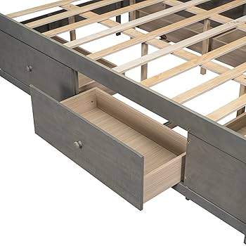 Amazon.com: RuiSiSi King Size Wood Bed Frame with Storage