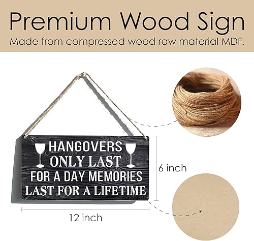 Miniatura 5 de Qious Letrero divertido de madera para colgar en casa de campo, decoración del hogar, 12 x 6 pulgadas