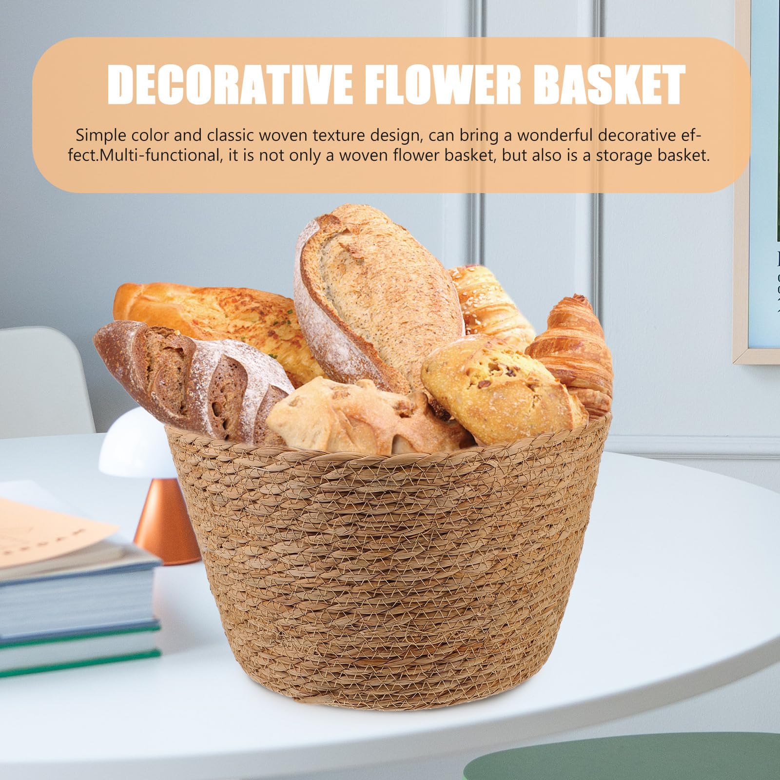 Veemoon Leichter Dekorativer Blumenkorb Großer Blumentopf aus Stroh 2 Stück mit Klassischem Gewebtem Design Rustikale Pflanzkörbe für Wohnzimmer und Hotel