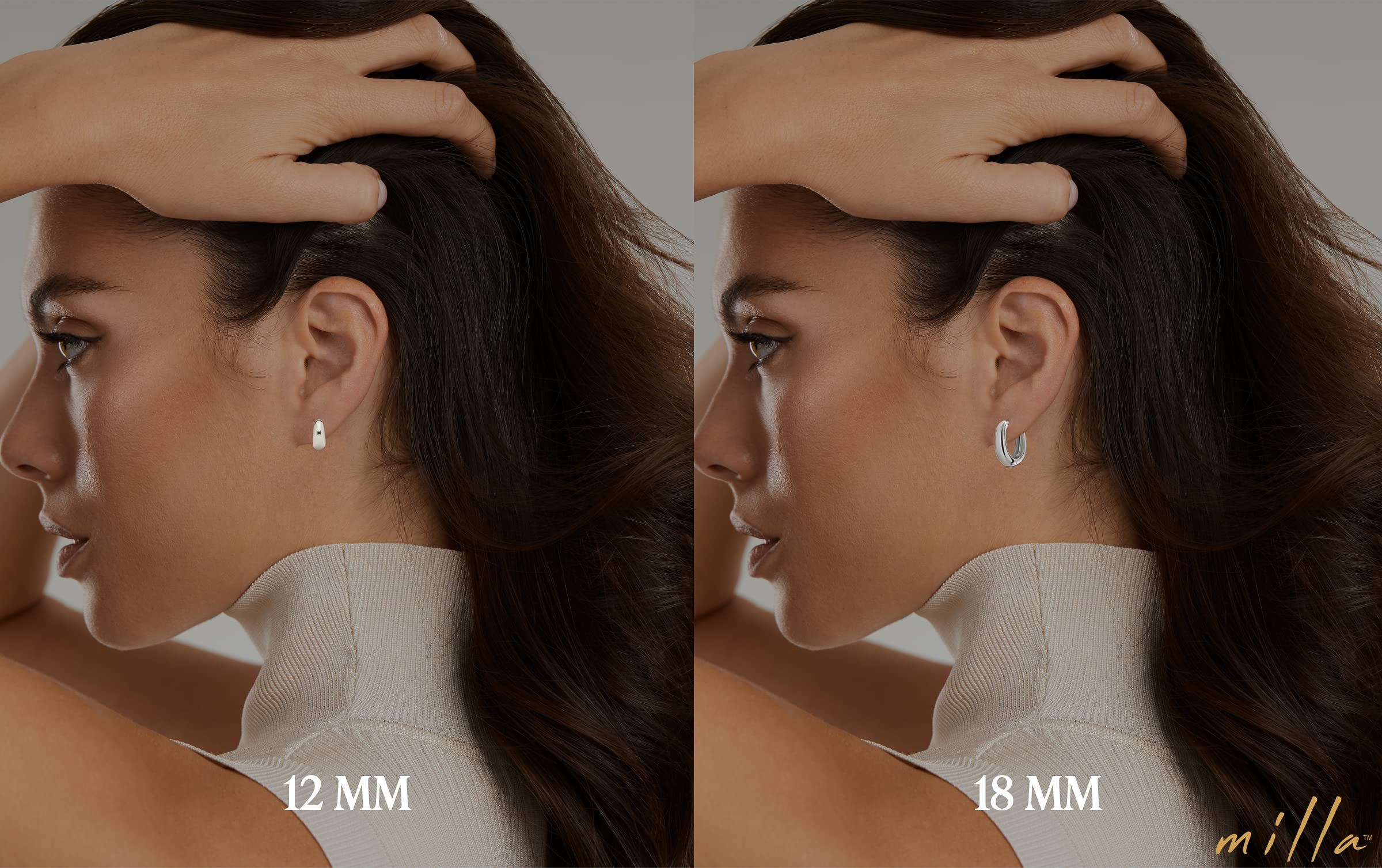 MILLA 14k Gold Huggie Earrings or Sterling Silver Huggie Earrings for Women Multipack & Individuals - Ear Huggers Earrings for Women Trendy Y2K Earrings, Preppy Earrings - Lightweight & Hypoallergenic