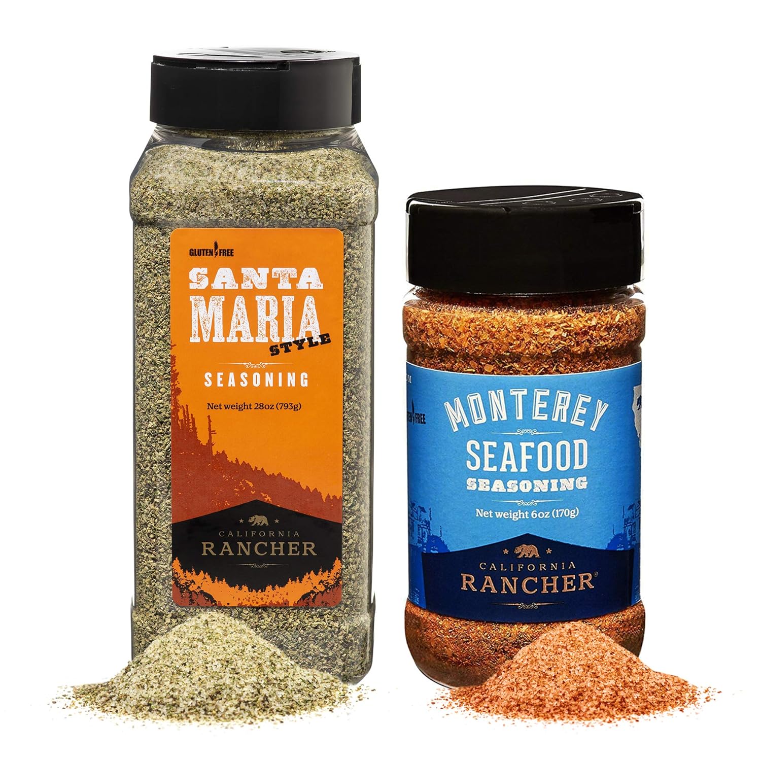 Santa Maria-Style Steak Seasoning and Grill Seasoning (28oz), and Monterey Seafood Seasoning (6oz), Bundle of 2 Grill Spices - California Rancher