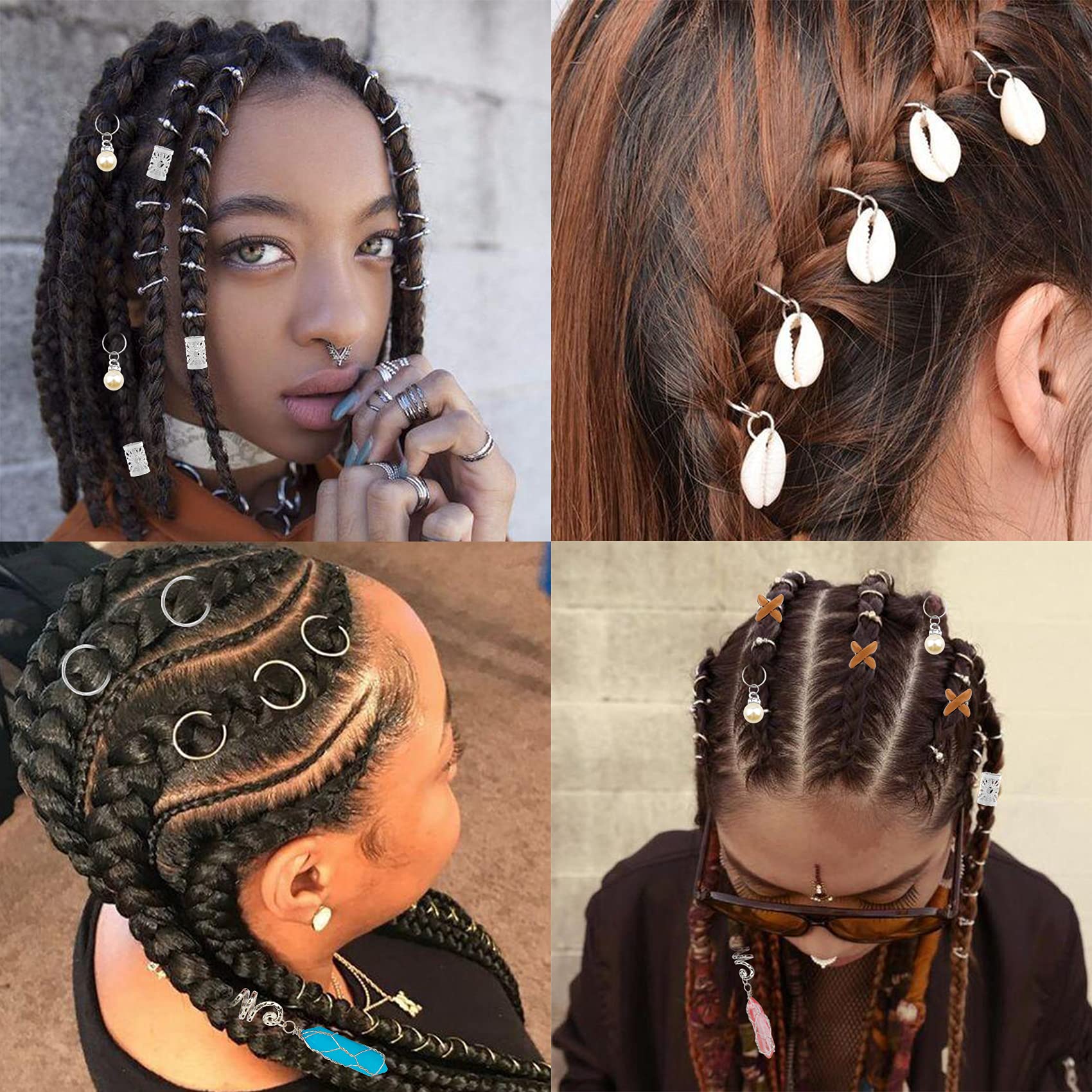 4/$15 Dreadlock Deco Set Beads Dreads Braids Wire Metal Coils Braiding Thread Amazon.com: 189 Pieces of Dreadlock Jewelry, Beads for Hair  main image 2