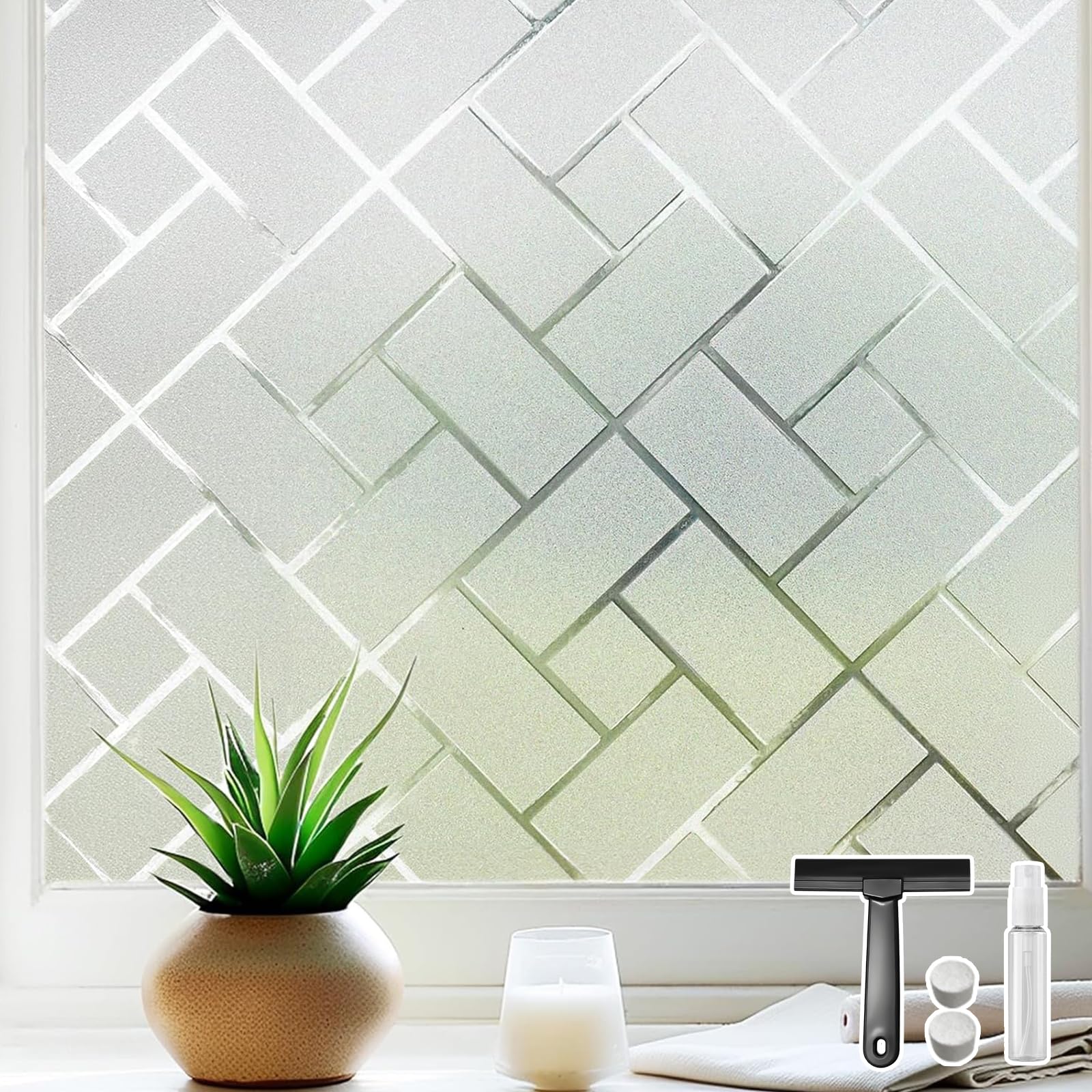 Qualsen Vinilos para Cristales Vinilo Ventana Privacidad Vinilos Ventana Opaco Decorativos Cristales No Adhesión Estática Anti UV para Dormitorio, Cocina Oficina (Blanco, 90x300cm)