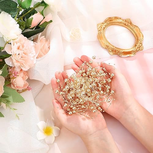 Miniatura 5 de Cuerdas de perlas artificiales de 118 pulgadas para velas flotantes centro de mesa relleno de jarrón perlas de imitación guirnaldas de perlas para
