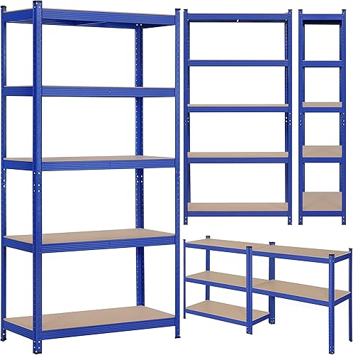 Miniatura 6 de Topeakmart Estantes de utilidad de 5 niveles estantes de almacenamiento de metal estantería de garaje estantes de almacenamiento ajustables para