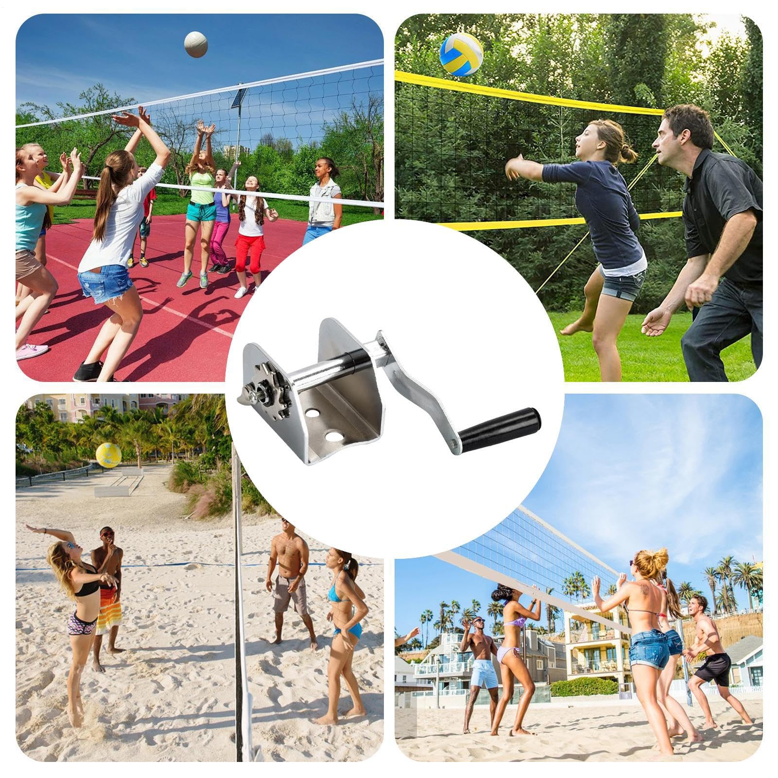 Red de voleibol – tensor de manivela para red de voleibol | cabrestante de metal para entrenamiento al aire libre escuela gimnasio tenis competición — view 4