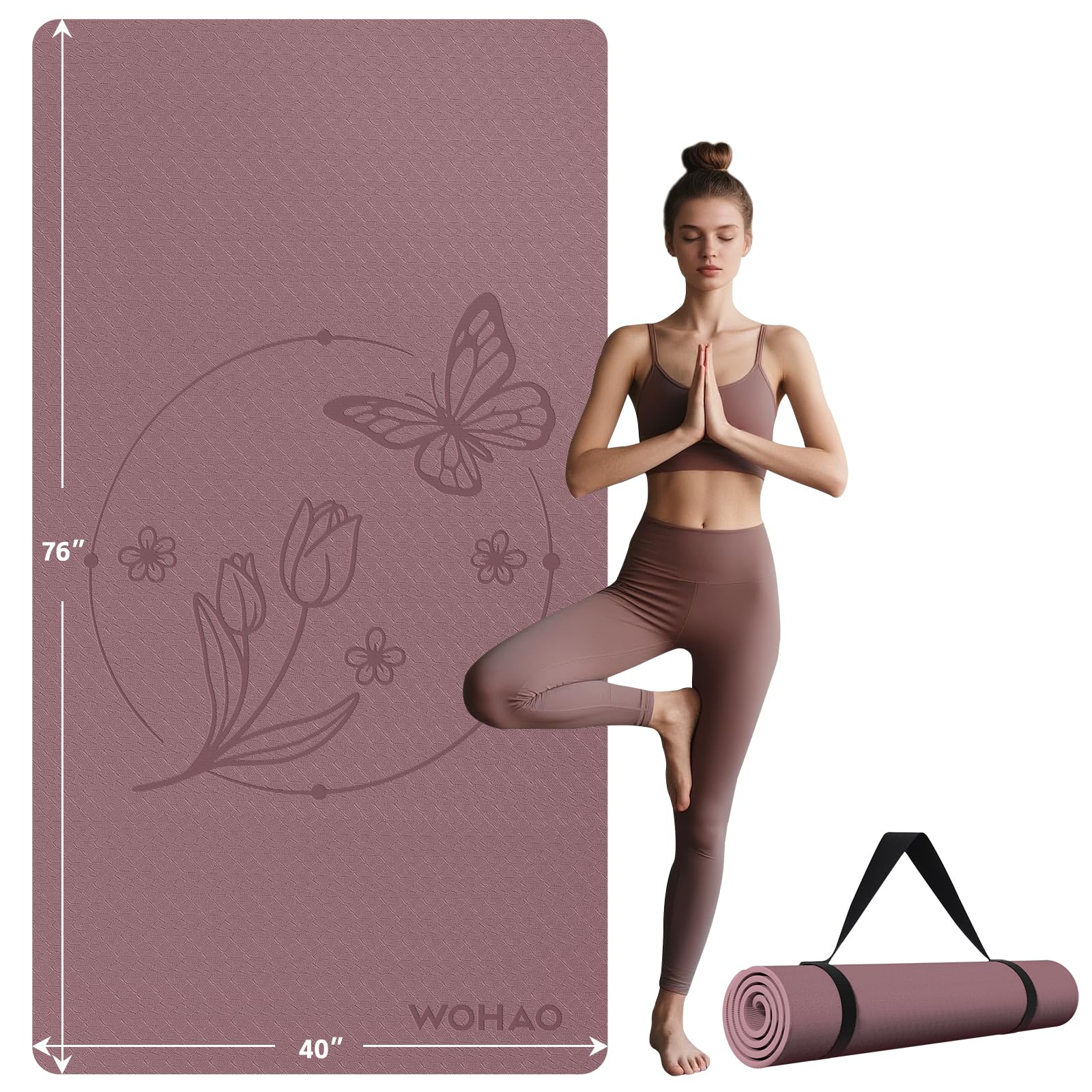 Large 76x40x0 4 Yoga Mat - Extra Width Thick Non-Slip Exercise Mat Versatile for Stretching Yoga Studio Gym